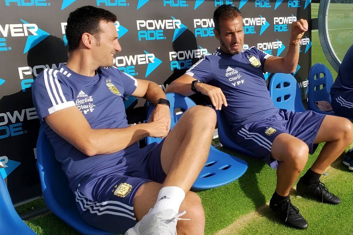 Lionel Scaloni y Fernando Batista en el predio de la AFA en Ezeiza, cuando los reunía el mismo proyecto de selección