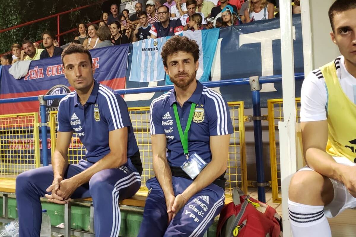 Lionel Scaloni y Pablo Aimar, en 2018, durante el torneo juvenil de L'Alcudia, en la costa valenciana
