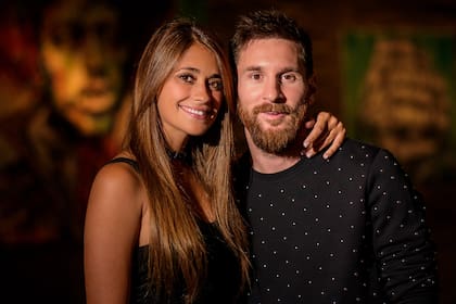 Lionel y Antonella antes de la ceremonia