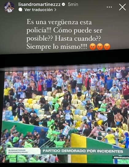 Lisandro Martínez explotó contra la policía brasileña