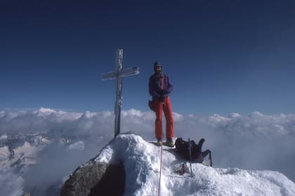 Lito Sánchez en la cima del Weishorn, en Suiza