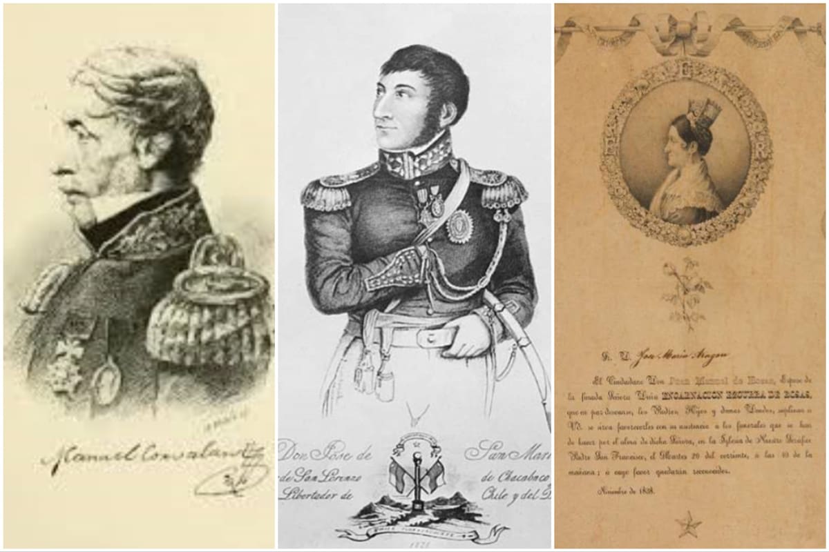 Litografías con representaciones de Manuel Corvalán, José de San Martín y Encarnación Ezcurra, pertenecientes a la Colección Peña donadas por el doctor Luis C. Montenegro al Jockey Club