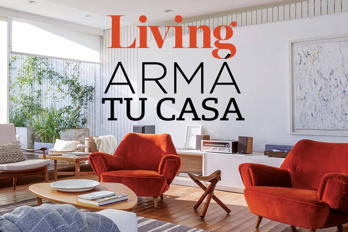 Living con sillones rojos con logo de Living Armá tu Casa