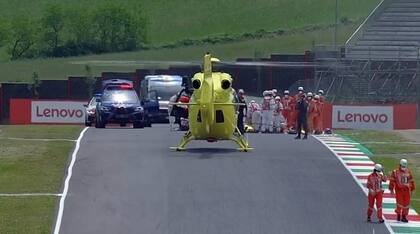 Llega el helicoptero al Circuito de Mugello para llevarse a Dupasquier