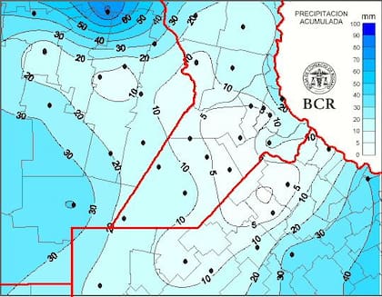 Lluvias en la región agricola núcleo