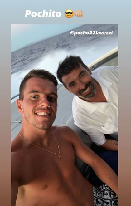 Lo Celso con Lavezzi navegando por el Mediterráneo.