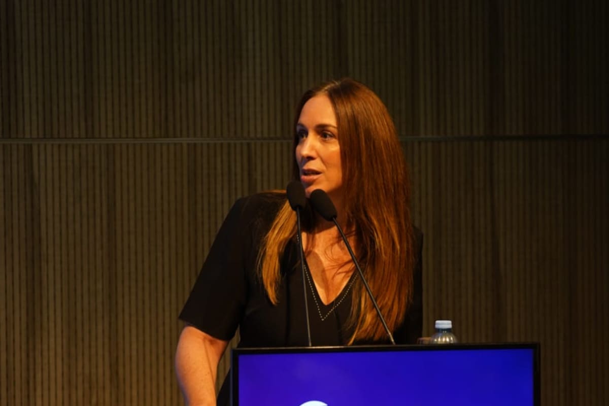 "Lo que el Gobierno ofrece es un espectáculo lamentable de confrontación de poder", sostuvo María Eugenia Vidal ante empresarios en Córdoba