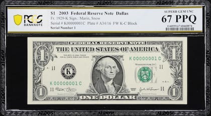 Lo que hace valioso a este papel moneda es su número de serie “K00000001C”