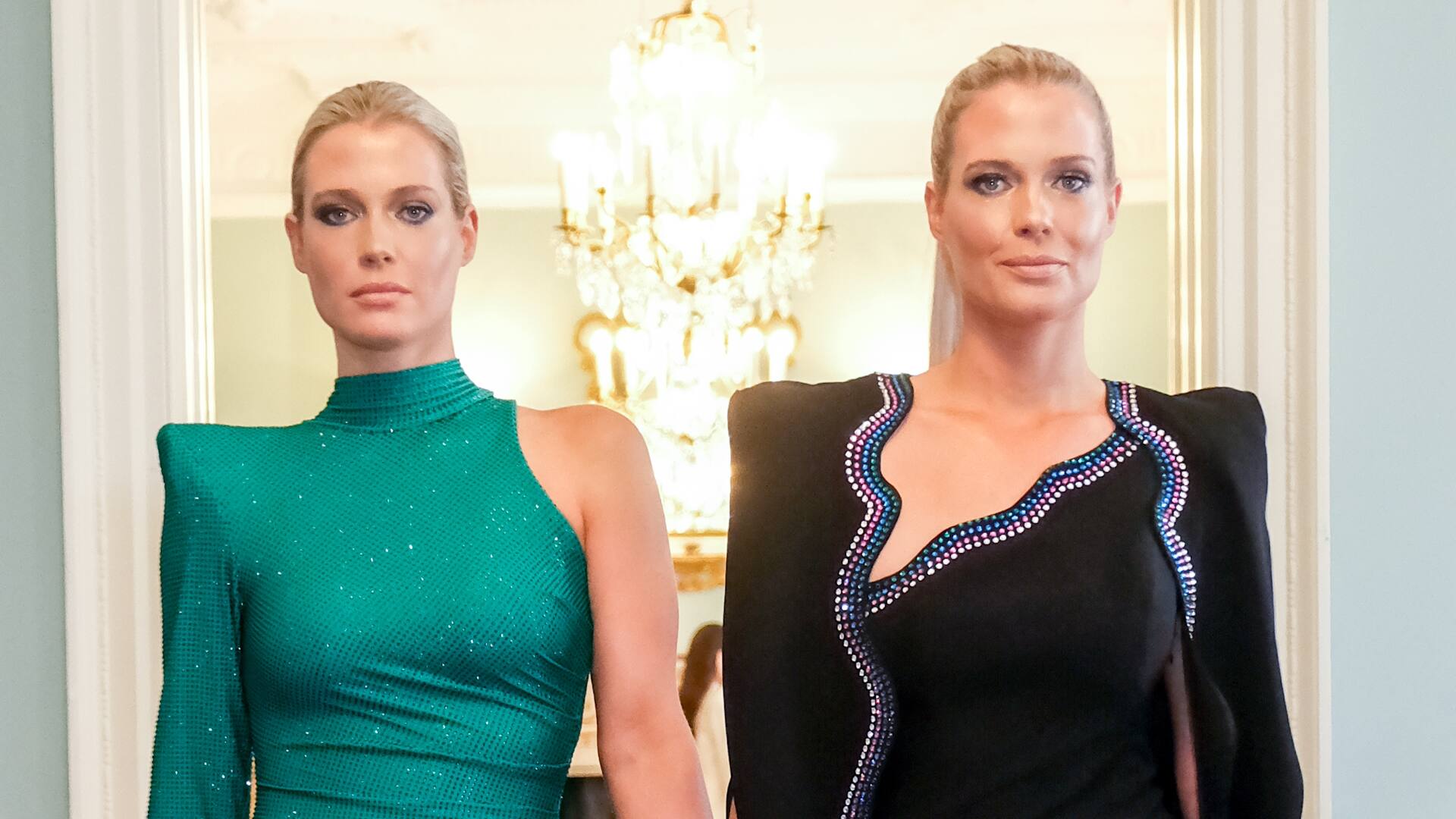 LONDON, ENGLAND - FEBRUARY 20: Lady Amelia Spencer and Lady Eliza Spencer attend the Josh Birch Jones Catwalk: CityWide Celebration show during London Fashion Week on February 20, 2023 in London, England. Josh Birch Jones, the youngest ever member of the British Fashion Council, unveils his AW23 collection at Dartmouth House with Lady Eliza & Lady Amelia Spencer, making their London catwalk debut. (Photo by David M. Benett/Dave Benett/Getty Images for Josh Birch Jones)
