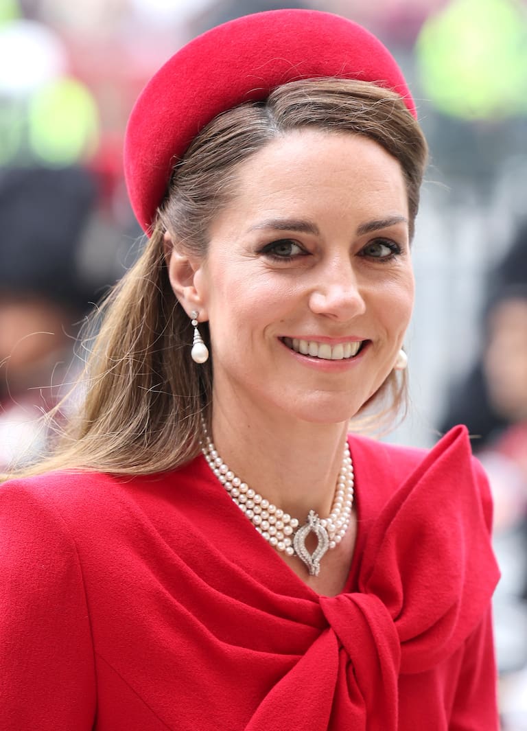 LONDON, ENGLAND - MARCH 10: Catherine, Princess of Wales smiles as she attends the celebrations for Commonwealth Day at Westminster Abbey on March 10, 2025 in London, England. (Photo by Chris Jackson/Getty Images)