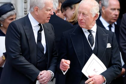 LONDON, UNITED KINGDOM - SEPTEMBER 16: (EMBARGOED FOR PUBLICATION IN UK NEWSPAPERS UNTIL 24 HOURS AFTER CREATE DATE AND TIME) Prince Andrew, Duke of York and King Charles III attend Katharine, Duchess of Kent's Requiem Mass service at Westminster Cathedral on September 16, 2025 in London, England. Katharine, Duchess of Kent was married to Prince Edward, Duke of Kent, a first cousin of Queen Elizabeth II. She died on September 4 at the age of 92 at Kensington Palace surrounded by her family. Having converted to Catholicism in 1994, her funeral takes place at Westminster Cathedral and is the first Catholic funeral to be held for a member of the royal family in modern British history. Her Royal Highness will be laid to rest at the Royal Burial Ground at Frogmore, Windsor. (Photo by Max Mumby/Indigo/Getty Images)