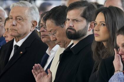 López Obrador, Petro, Arce y Boric, durante el 50 aniversario del golpe de Estado en Chile, en septiembre pasado
