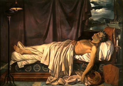 Lord Byron en su lecho de muerte (1826), obra del artista Joseph Dionysius Odevaere