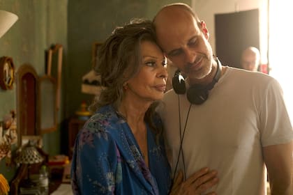 Loren y su hijo Edoardo Ponti durante la filmación de la película