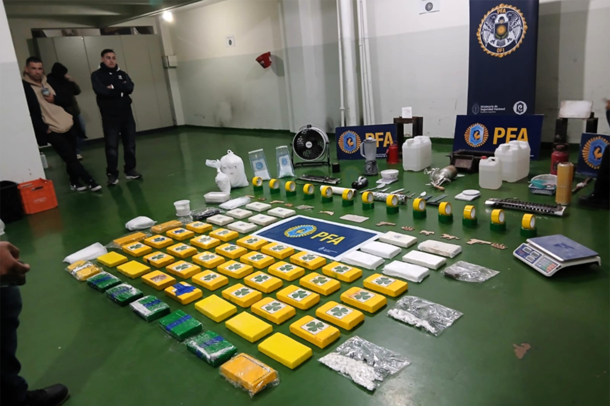 Los 70 kilos de cocaína secuestrados por la Policía Federal Argentina
