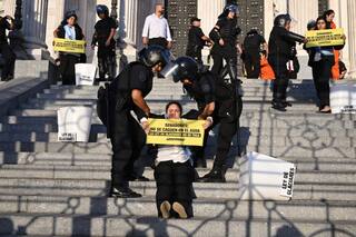 Detuvieron a activistas de Greenpeace que saltaron las rejas del Congreso
