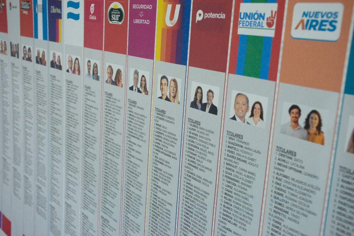 Los afiches con el modelo de la Boleta Única de Papel que se exhibirán en los centros de votación