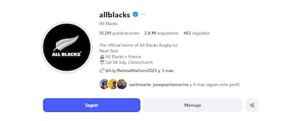 Los All Blacks tienen 2,8 millones de seguidores y Tim ya alcanzó los cinco