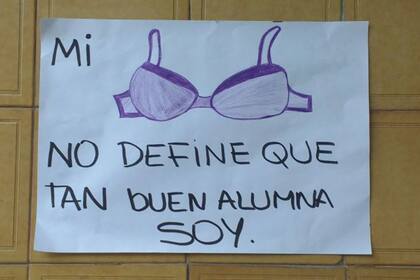 Los alumnos empapelaron el colegio con mensajes que critican la medida tomada por la directora