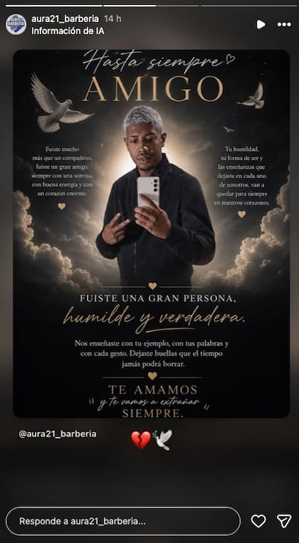 Los amigos despidieron al joven en redes sociales - Instagram: @aura21_barberia