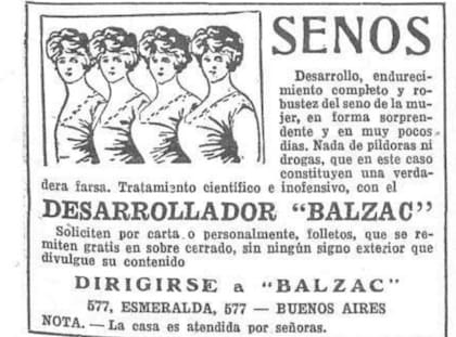 Los anuncios de todo tipo de productos para la salud y también la estética abundaban en las publicaciones de comienzos del siglo XX