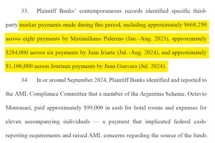 Los argentinos movieron dinero pero, presuntamente, no está claro el origen de los fondos.