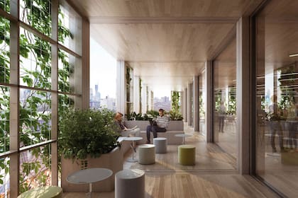 Los arquitectos Oliver Thomas y Keyan Rahimzadeh desarrollaron un sistema modular inspirado en la agrupación de píxeles para fusionar dos elementos tradicionalmente separados: el entorno de oficina y los entornos naturales.