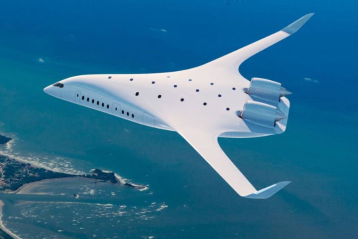 Los aviones de ala combinada podrían reducir las emisiones de carbono. Esta representación muestra un diseño de JetZero, con sede en California, cuyo objetivo es tener un avión en servicio para 2030. (Crédito: JetZero)