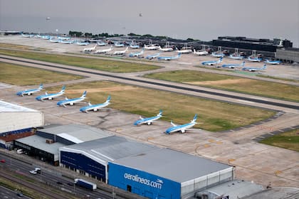 Los aviones en tierra, en Aeroparque