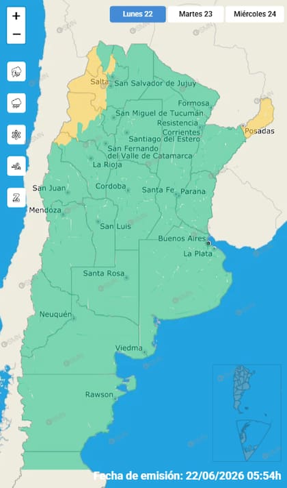 Los avisos del SMN para este lunes