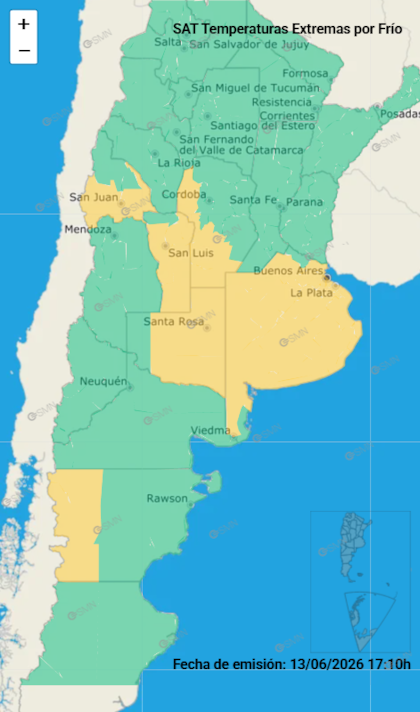 Los avisos por frío en todo el país