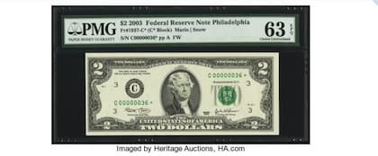 Los billetes peculiares de 2 dólares suelen alcanzar precios altísimos en las subastas