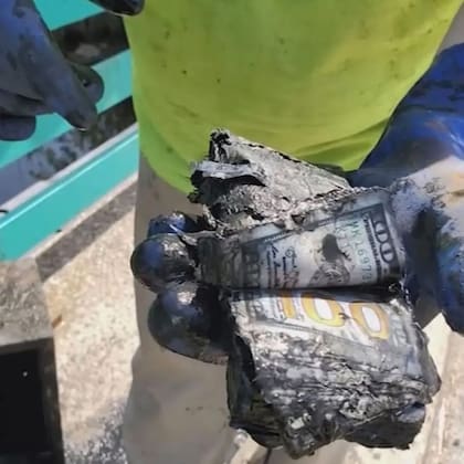 Los billetes que encontraron estaban completamente destruidos por el agua