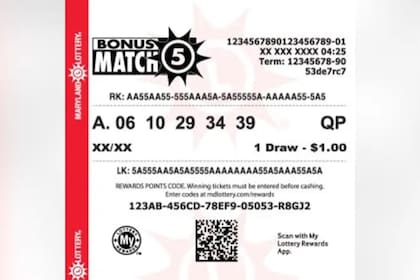 Los boletos de Bonus Match 5 se puede conseguir tanto en la aplicación móvil de la Lotería de Maryland como en cualquiera de sus minoristas asociados (Maryland Lottery)