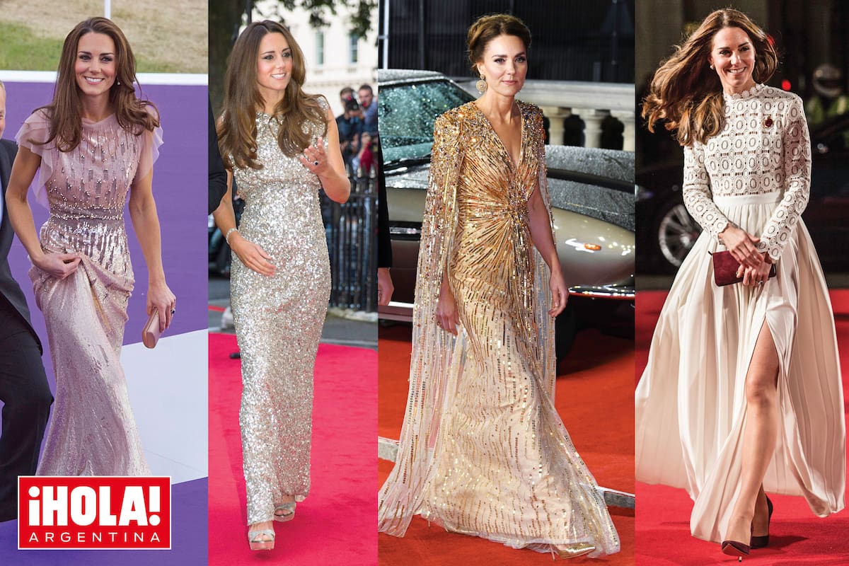 Los brillos, las lentejuelas y los bordados son moneda corriente en el guardarropa de gala de Kate.