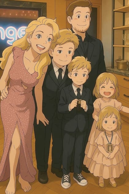Los Bublé Lopilato, al completo, en una imagen creada por IA a partir de la foto que se sacaron en la previa de los Premios Juno, que se realiza en Canadá.