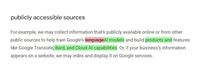 Los cambios detectados en la política de recolección de datos de Google para educar a sus herramientas de inteligencia artificial