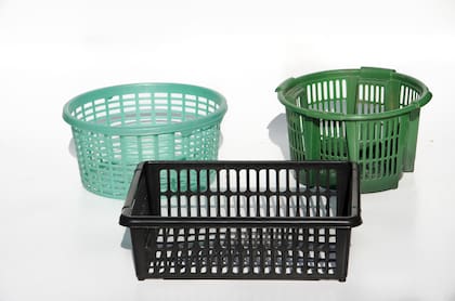 Los canastos de plástico con agujeros son ideales para plantar nenúfares porque a las raíces llegar al fondo del estanque y posibilitan el intercambio de gases entre el agua y el sustrato.