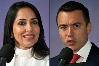 Los candidatos presidenciales de Ecuador Luisa González y Daniel Noboa
