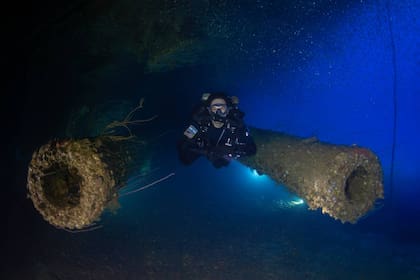 Los cañones del acorazado IJN Nagato