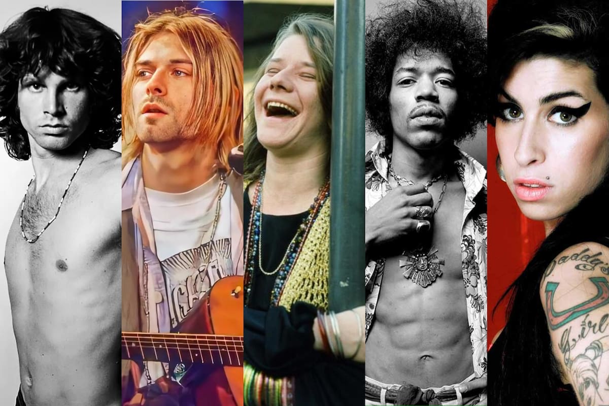 Los cantantes del "club de los 27" que el artista digital retrató (Foto/Archivo AP)