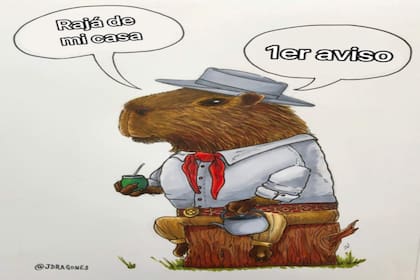 Los carpinchos de Nordelta inspiraron decenas de memes y dibujos. Fuente: @Jdragones