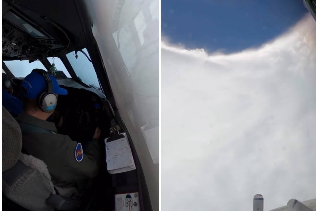 Los cazadores de huracanes del NOAA mostraron el ojo del huracán Erin