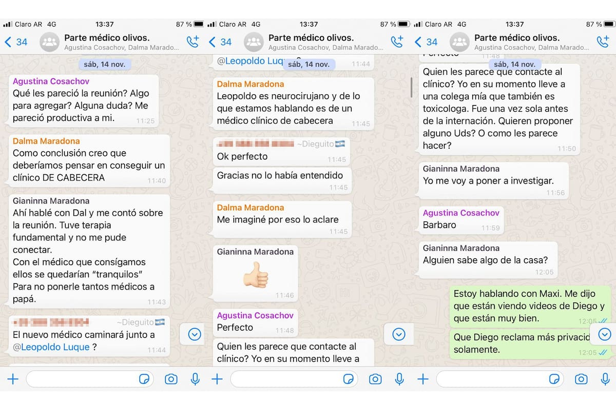 Los chats de los hijos de Diego