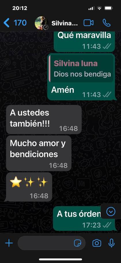 Los chats de Silvia Freire y Silvina Luna que compartió Ángel de Brito en su Twitter