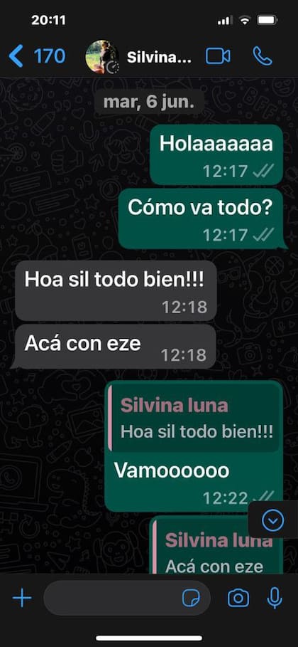 Los chats de Silvia Freire y Silvina Luna que compartió Ángel de Brito en su Twitter