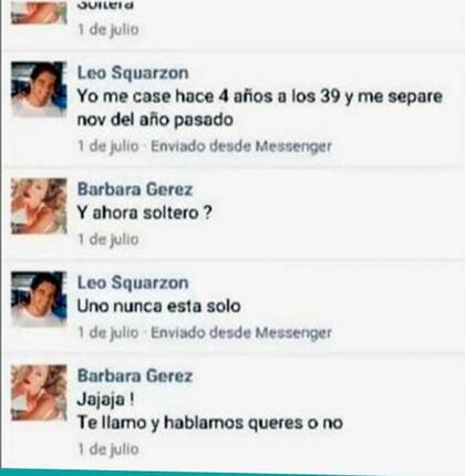 Los chats de Squarzon con Bárbara, otra mujer que se suma entre él y Granata