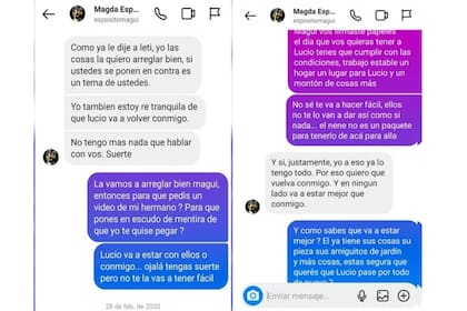 Los chats entre los padres de Lucio Dupuy en febrero de 2020