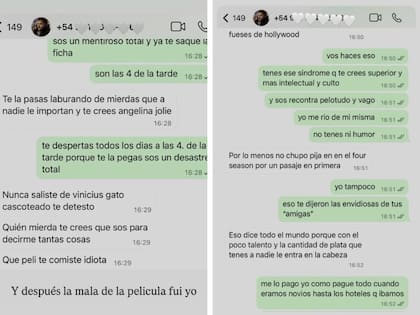Los chats que publicó Sofía Gonet contra Homero Petinatto