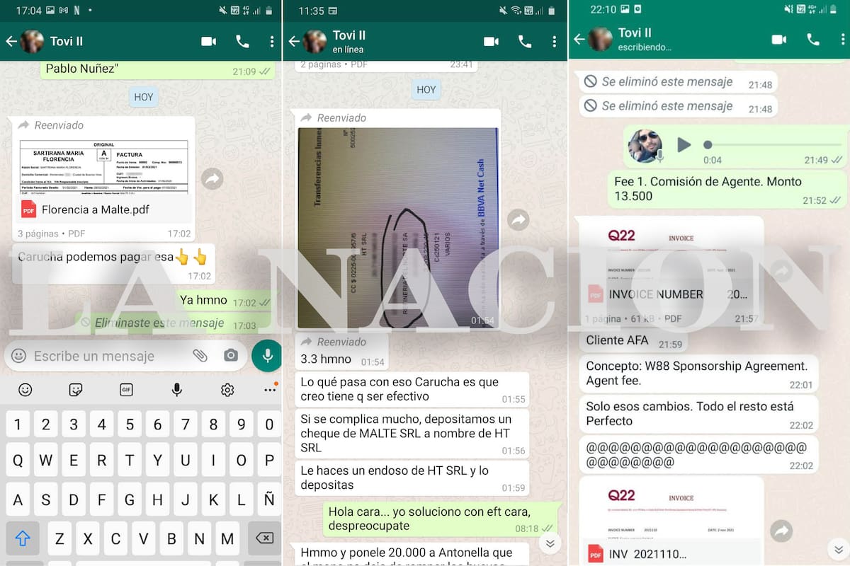 Los chats que revelan vínculos entre el tesorero de la AFA, Pablo Toviggino, y una empresa que compró la mansión de Pilar, Malte SRL.